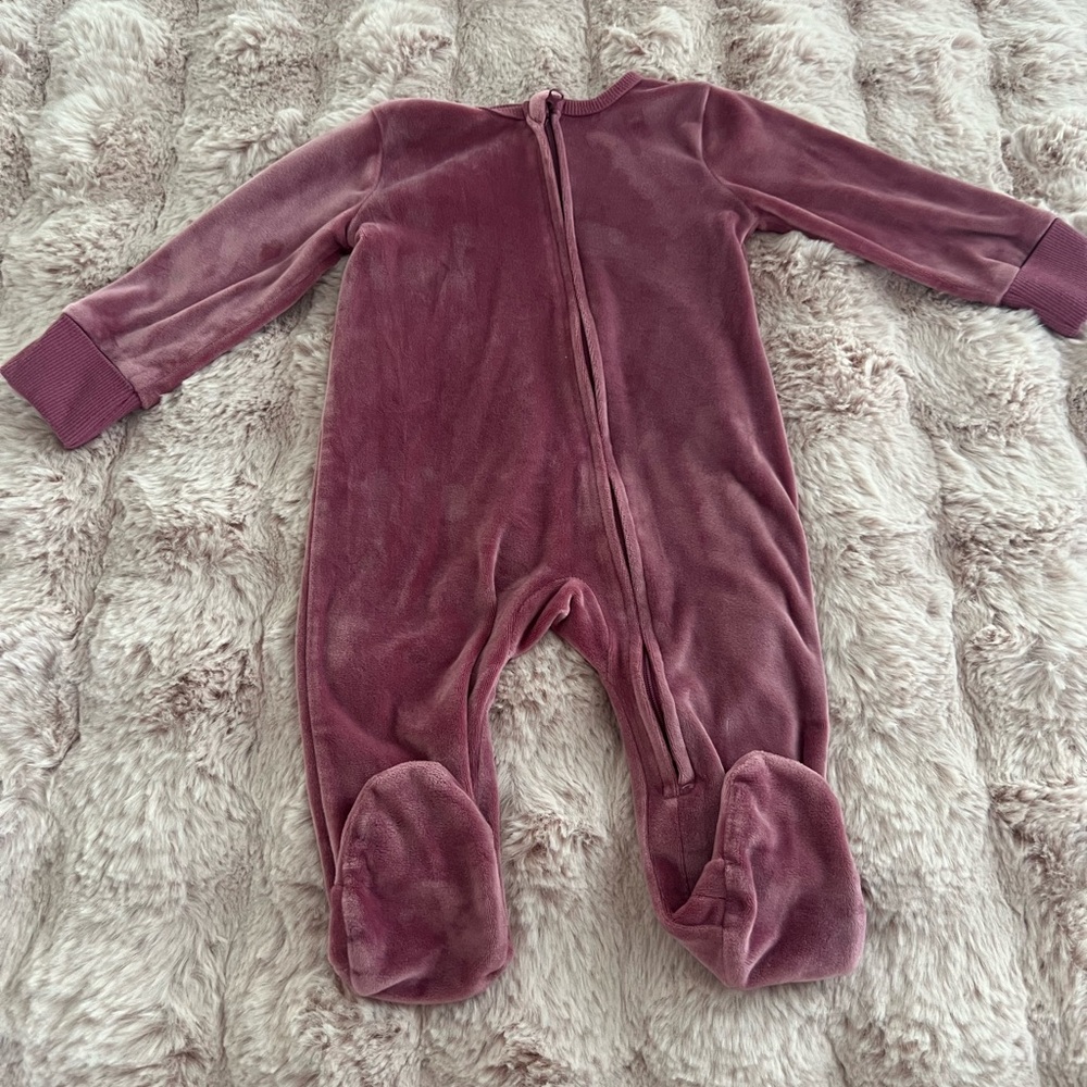 Cozy Mauve Kids Footie Pajamas